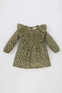 DEFACTO Baby Girl Floral Long Sleeve Twill Dress