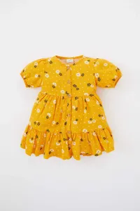 DEFACTO Baby Girl Floral Short Sleeve Twill Dress