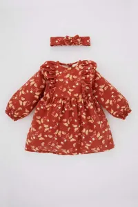 DEFACTO Baby Girl Patterned Long Sleeve Flannel Bandana Dress Set