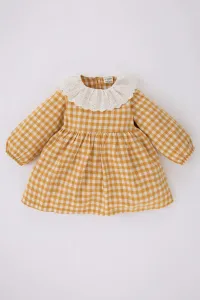 DEFACTO Baby Girls Checked Long Sleeve Flannel Dress