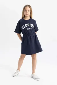 DEFACTO Girl Printed Sweatshirt Fabric Short Sleeve Dress #9549298