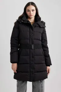 DEFACTO Waterproof Regular Fit Hooded Faux Fur Long Puffer Jacket