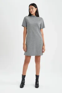 DEFACTO A Cut Half Turtleneck Crowbar Mini Short Sleeve Knitted Dress #7936240