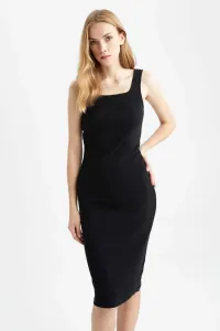 DEFACTO Bodycon Square Collar Camisole Sleeveless Midi Short Sleeve Knitted Dress