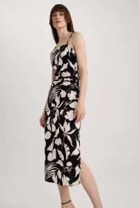 DEFACTO Bodycon Square Collar Floral Sleeveless Midi Short Sleeve Woven Dress