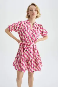 DEFACTO Printed Half Sleeve Mini Short Sleeve Woven Dress