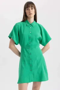 DEFACTO Shirt Collar modal Batwing Mini Short Sleeve Woven Dress #6613544