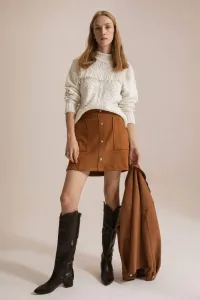 DEFACTO A Cut Suede Normal Waist Mini Knitted Skirt #8053222