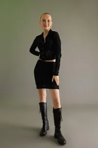DEFACTO Slim Fit Velvet Mini Knitted Skirt #8053915
