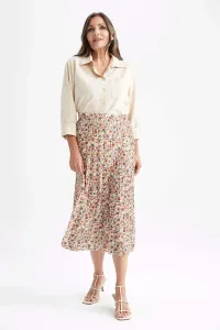 DEFACTO Traditional A Cut Flower Crepe Maxi Skirt