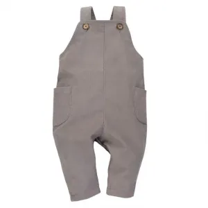 Bavlnené detské menčestrové nohavice na traky sivej farby