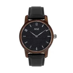 Čierne drevené hodinky s koženým remienkom pre dámy #4049356