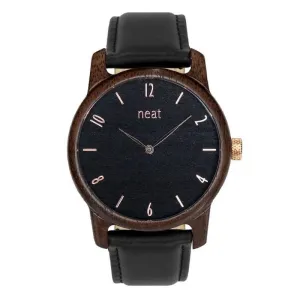 Čierne drevené hodinky s koženým remienkom pre pánov #4049399