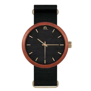 Čierne drevené hodinky s textilným remienkom pre pánov #4049384