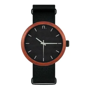 Čierne drevené hodinky s textilným remienkom pre pánov #4049385