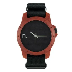 Čierne drevené hodinky s textilným remienkom pre pánov #4049390