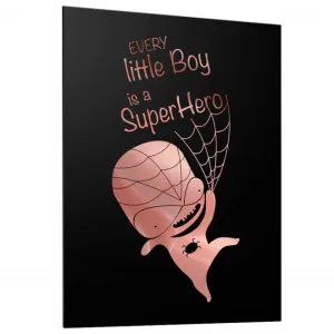 Čierny detský plagát so zrkadlovou grafikou ružového Spidermana