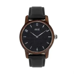 Čierne drevené hodinky s koženým remienkom pre dámy #4076770