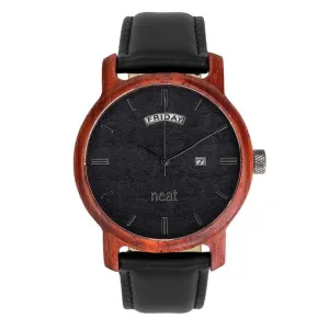 Drevené pánske hodinky čiernej farby s koženým remienkom #4049398