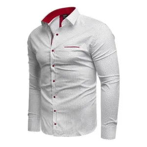 Vzorovaná pánska košeľa bielej farby s dlhým rukávom #4077832
