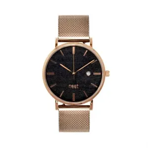 Zlato-čierne módne hodinky s kovovým remienkom pre dámy #4077336