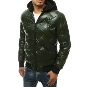 Zelená prechodná bunda s kapucňou pre pánov vo výpredaji