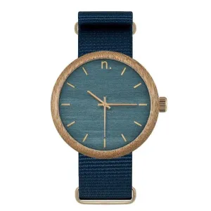 Modré drevené hodinky s textilným remienkom pre pánov #4049383