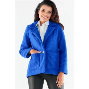 Modrý teplý kabát so štvorcovými vreckami