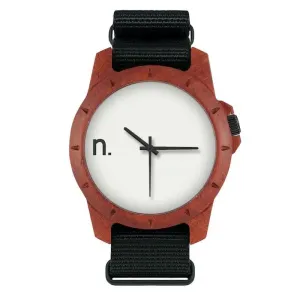 Pánske drevené hodinky s textilným remienkom v čierno-bielej farbe #4049391