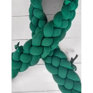 Pletený vysoký chránič na postieľku v zelenej farbe