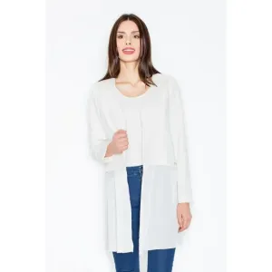 Dámske elegantné sako s priesvitnou časťou v bielej farbe