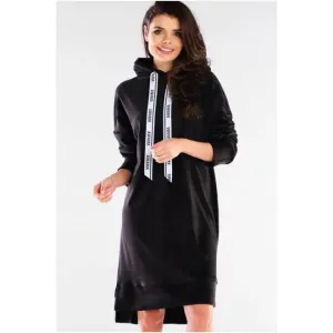 Velúrové dámske šaty čiernej farby s dlhým rukávom #4079471