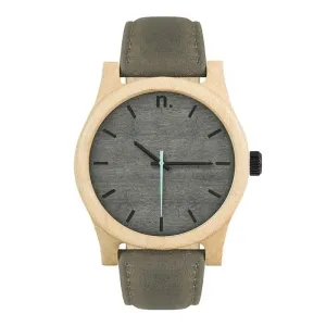 Sivé drevené hodinky s koženým remienkom pre pánov #4049381