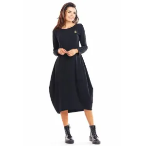 Športové dámske šaty čiernej farby s dlhým rukávom #4052446