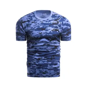 Modré módne tričko so vzorom pixelov pre pánov