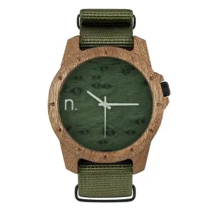 Zelené drevené hodinky s textilným remienkom pre pánov #4049393