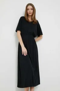 Bavlnené šaty Deha čierna farba, maxi, áčkový strih