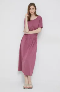 Bavlnené šaty Deha ružová farba, midi, áčkový strih #8570950