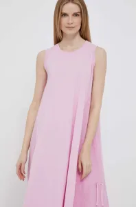 Šaty s prímesou ľanu Deha ružová farba, midi, oversize #8619647