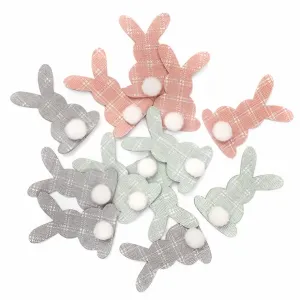 Pastelové veľkonočné nálepky z filcu - zajačik - 12 ks (textilné dekoračné nálepky)