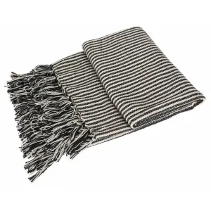 Deka so strapcami Stripes 130x170 cm béžovo-čierna