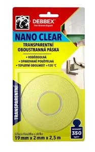DEBBEX NANO CLEAR - Transparentná obojstranná páska 19mm x 2mm x 2,5m