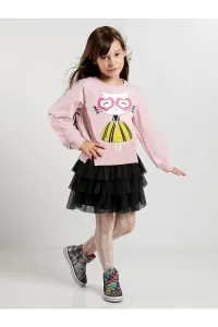 Denokids Pink Heart Glasses Girl Child Tulle Tutu Sweatshirt and Skirt Set