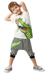 Denokids Pizza Krokodíl Chlapčenské tričko Capri Šortky Set
