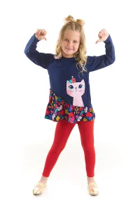 Denokids Floral Cat Girl Kids Tunic Leggings Set