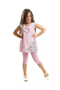 Denokids Pink Polka Dot Cat Girl Tunic Leggings Suit