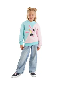 Denokids Unicorn Rabbit Pink Blue Girls' Sweatshirt