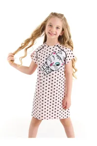 Denokids White Cat Girl Polka Dot Pink Dress #5832614