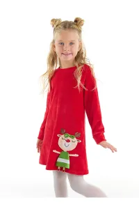 Denokids Naughty Deer Girl Christmas Velvet Red Dress #5176021