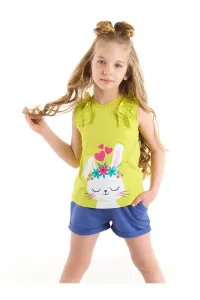 Denokids Rabbit Heart Cotton Combed Cotton Girl T-shirt Short Set